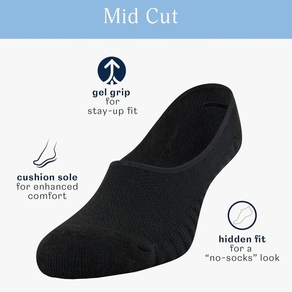 Black Socks - Mid Sport Liner Women's Socks (4 Pairs), Shoe Size: 8-12 — Peds